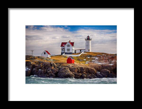 Nubble Framed Print featuring the photograph Nubble In Winter by Tricia Marchlik