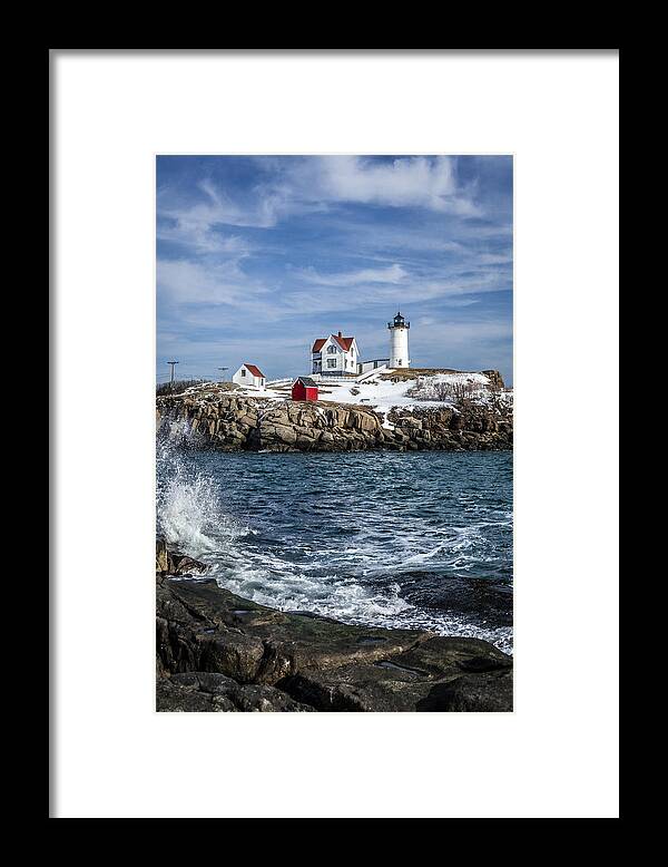 Lighthouse Framed Print featuring the photograph Nubble Lighthouse Winter by Gary Shepard