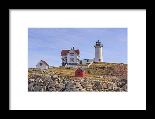 Light Framed Print featuring the photograph Nubble Lighthouse York Maine by Edward Fielding