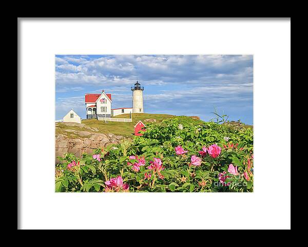 Elizabeth Dow Framed Print featuring the photograph Nubble Lighthouse York Maine by Elizabeth Dow