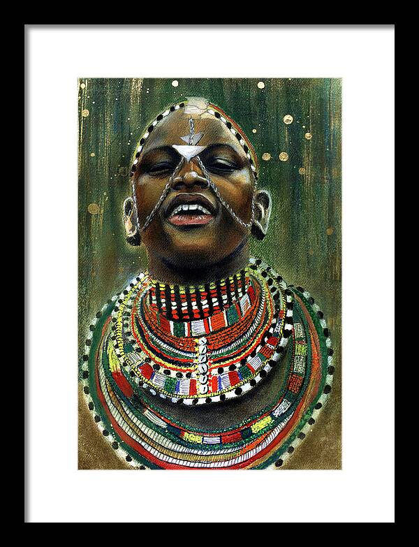 Portrait Framed Print featuring the pastel Nubian Dream by Gary Williams