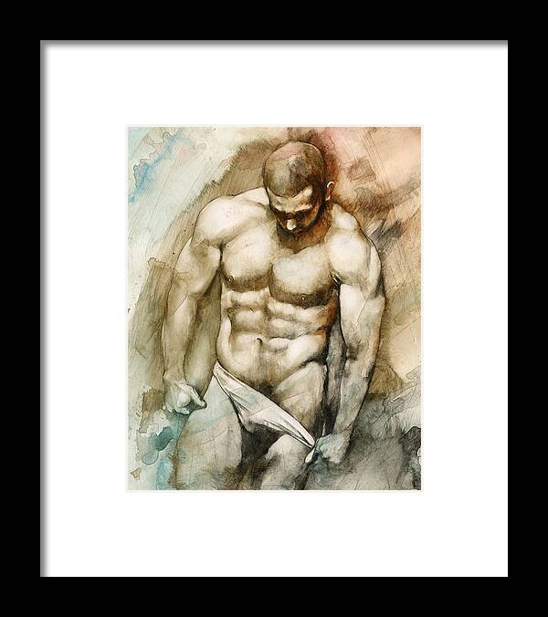 Male Framed Print featuring the painting Nude 49 by Chris Lopez