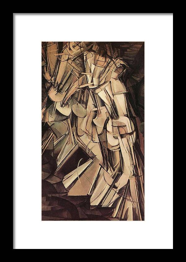 Nude Framed Print featuring the painting Nude Descending a Staircase Number Two by Marcel Duchamp