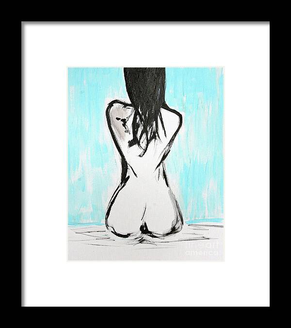 Paintings Framed Print featuring the painting Nude female by Julie Lueders 