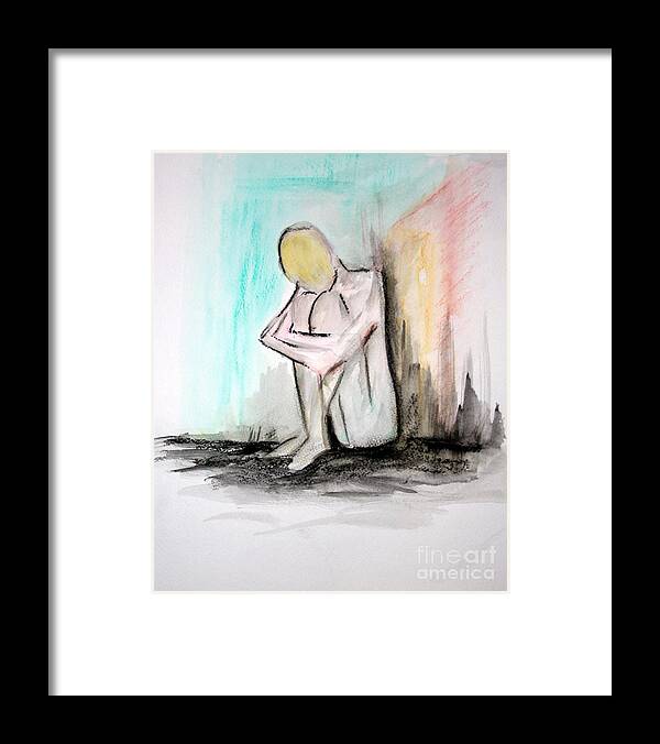 Sketch Class Paintings Framed Print featuring the painting Nude in watercolor 4 by Julie Lueders 