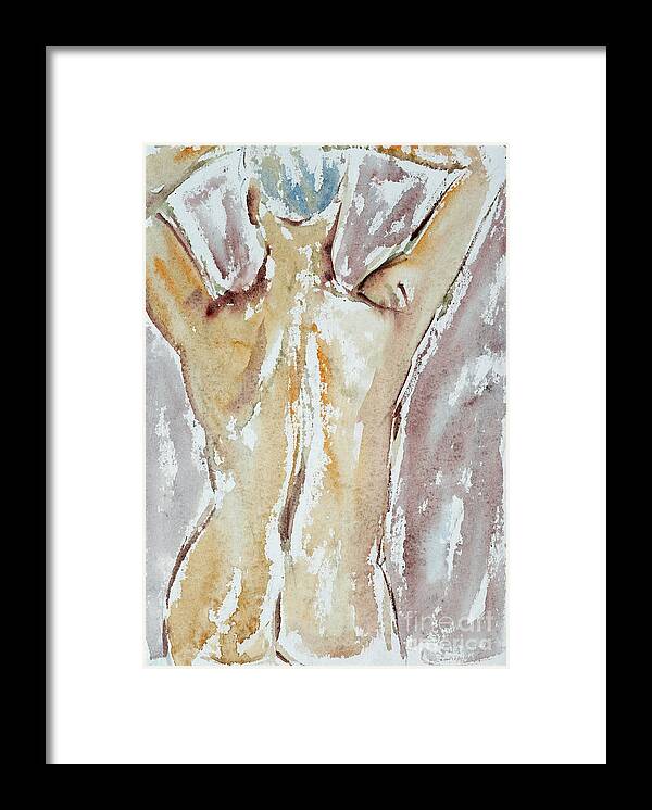 Woman Framed Print featuring the painting Nude by Michal Boubin