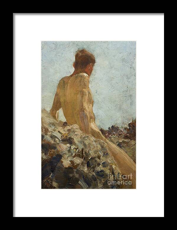 Tuke Framed Print featuring the painting Nude Study by Tuke by Henry Scott Tuke