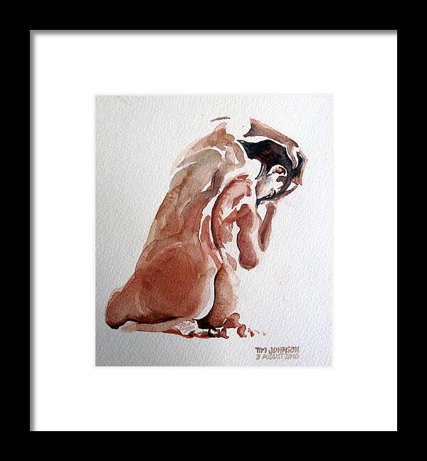 Nude Framed Print featuring the painting Nude by Tim Johnson