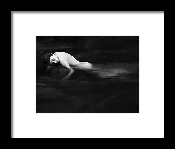 Abstract Framed Print featuring the painting Nude Woman in River by Monica and Michael Sweet - Printscapes
