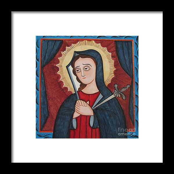 Nuestra Seora De Los Dolores - Our Lady Of Sorrows Framed Print featuring the painting Nuestra Senora de los Dolores - Our Lady of Sorrows - AOSOR by Br Arturo Olivas OFS