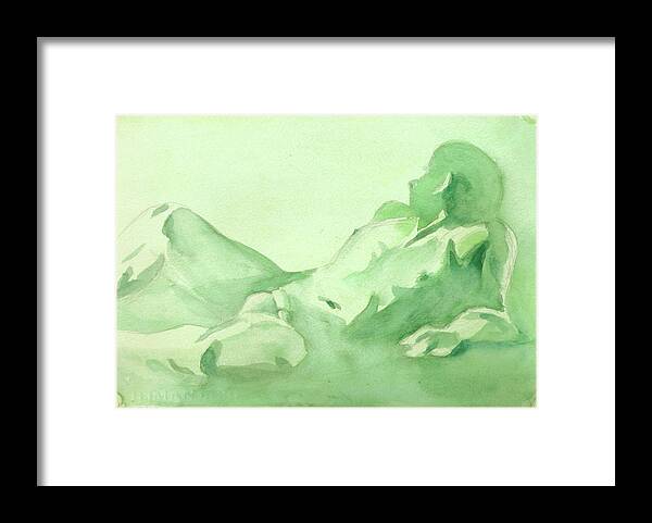 Nude Male Reclining Framed Print featuring the painting Number 88  Figure Of The Artist by Ken Daugherty