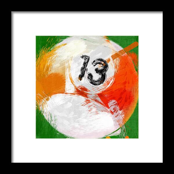 13 Framed Print featuring the photograph Number Thirteen Billiards Ball Abstract by David G Paul