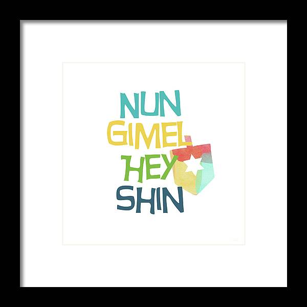 Hanukkah Framed Print featuring the painting Nun Gimel Hey Shin- Art by Linda Woods by Linda Woods