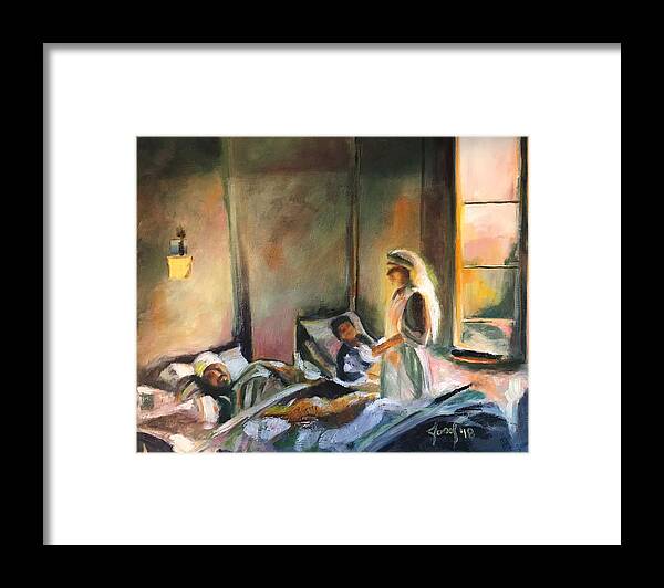 The Artist Josef Framed Print featuring the painting Nurses are Heroes to Heroes by the Artist Josef