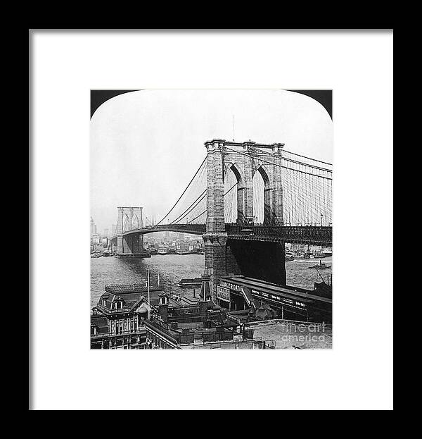  Framed Print featuring the painting Brooklyn Bridge, 1901 by Granger