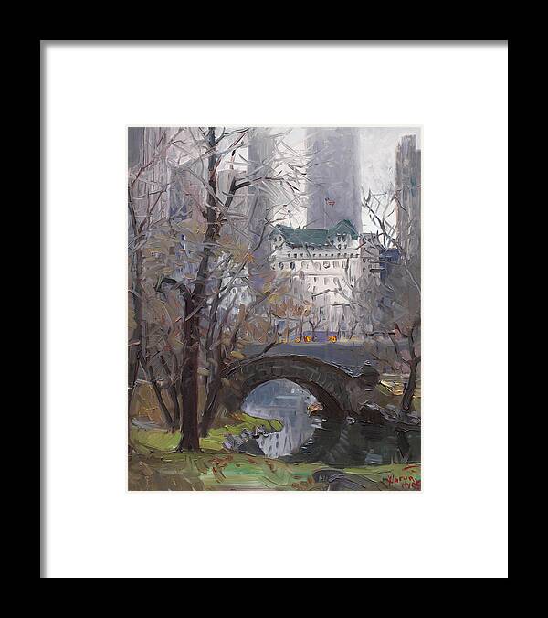 New York City Framed Print featuring the painting NYC Central Park by Ylli Haruni