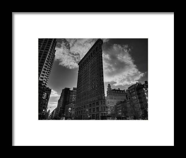 Flatiron Building Framed Print featuring the photograph NYC - Flatiron Building 001 BW by Lance Vaughn
