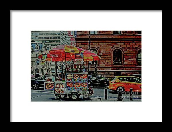 Cityscape Framed Print featuring the photograph New York City Food Cart by Sandy Moulder