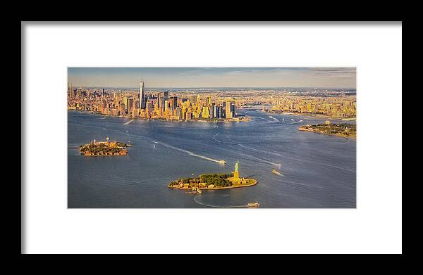 Aerial View Framed Print featuring the photograph NYC Iconic Landmarks Aerial View by Susan Candelario