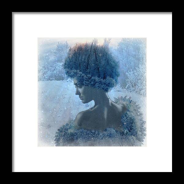 Woman Framed Print featuring the digital art Nymph of January by Lilia D