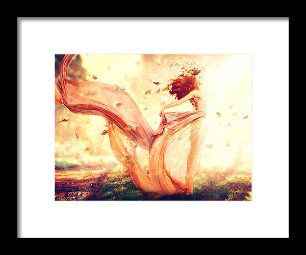 Nymph Of October Framed Print featuring the digital art Nymph of October by Lilia D
