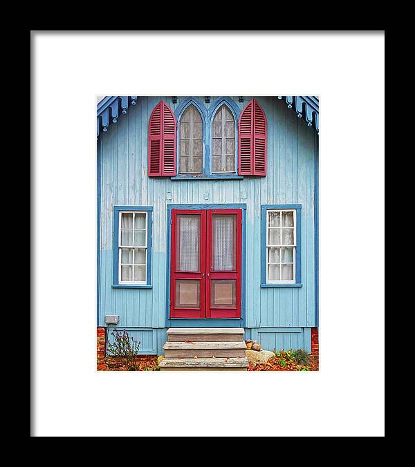 Oak Framed Print featuring the photograph Oak Bluffs Cottages Martha's Vineyard MA Cape Cod Blue by Toby McGuire