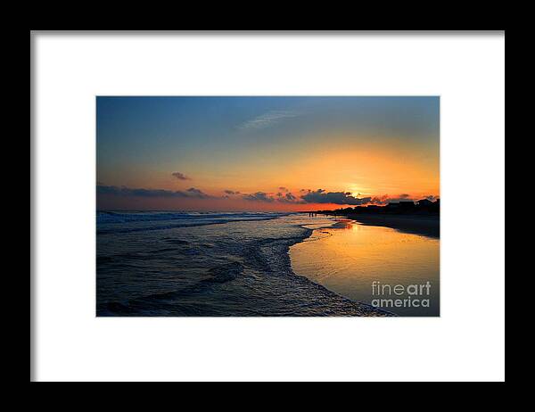 Oak Island Framed Print featuring the photograph Oak Island Sunset Reflections by Amy Lucid