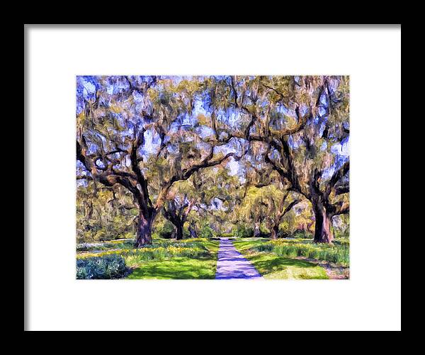 Oaks Framed Print featuring the painting Oaks and Spanish Moss by Dominic Piperata