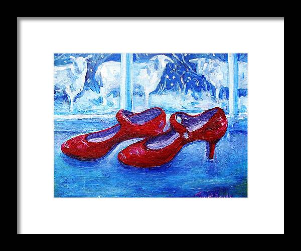 Red Shoes Framed Print featuring the painting Objects of Desire by Trudi Doyle