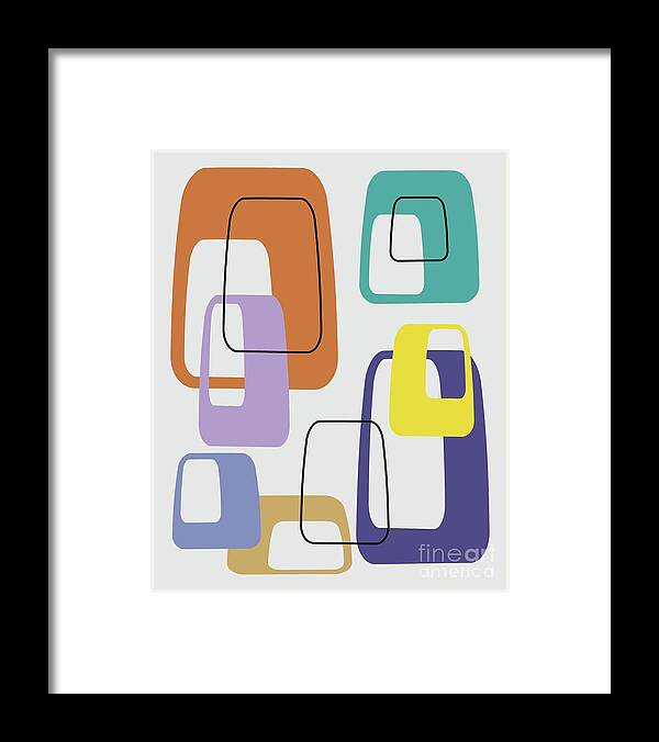  Framed Print featuring the digital art Oblongs on Grey for Jeff 2 by Donna Mibus