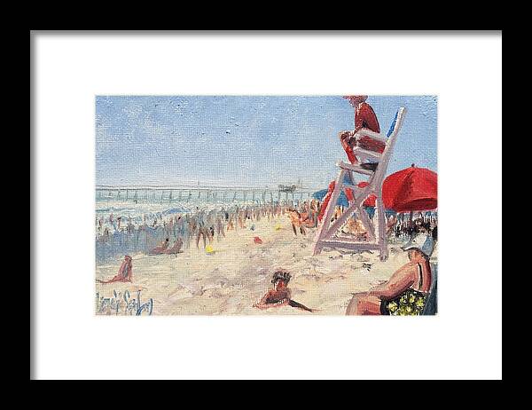  Beach Framed Print featuring the painting OC , cast of thousands by Maggii Sarfaty