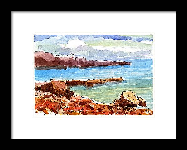 Ocean Framed Print featuring the mixed media Ocean Cliffs by Tonya Doughty