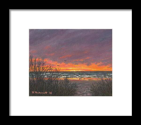 Ocean Framed Print featuring the painting Ocean Daybreak # 2 by Kathleen McDermott