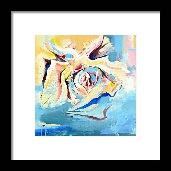 Florals Framed Print featuring the painting Ocean Rose by John Gholson