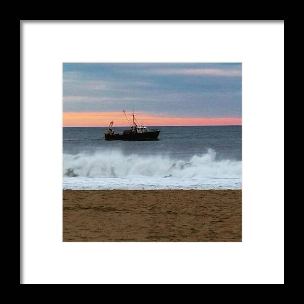 Ocean Framed Print featuring the photograph Ocean Tug in the Storm by Vic Ritchey