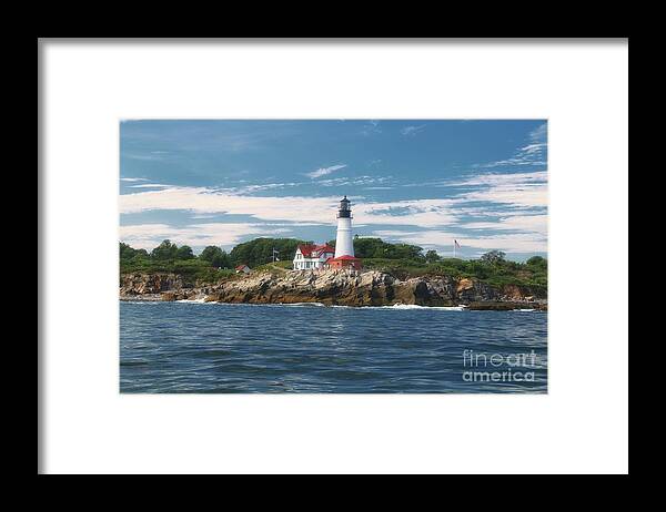 Portland Head Light Framed Print featuring the photograph Ocean View to Portland Head Light by Elizabeth Dow