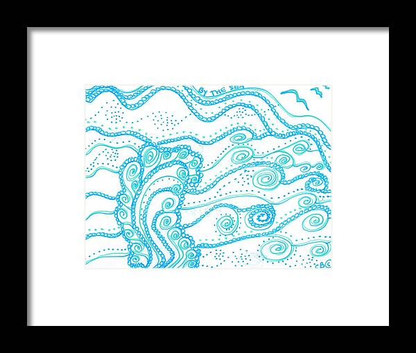 Caregiver Framed Print featuring the drawing Ocean Waves by Carole Brecht