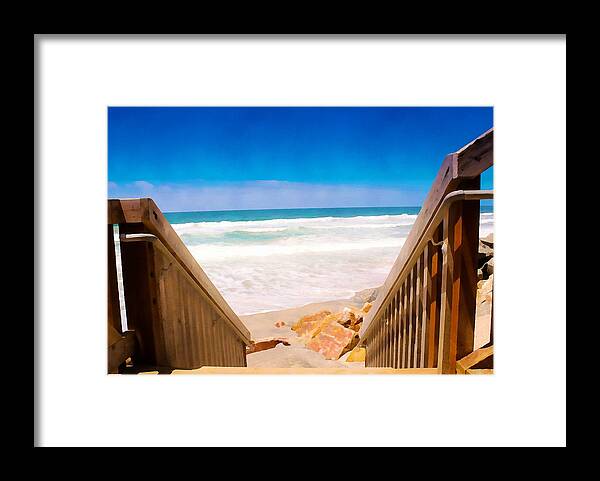 Beach Framed Print featuring the photograph Oceanside Steps 2 by Alison Frank