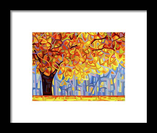 Abstract Framed Print featuring the painting October Gold by Mandy Budan