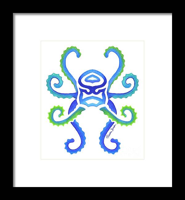 Ocean Framed Print featuring the drawing Octopus by Heather Schaefer