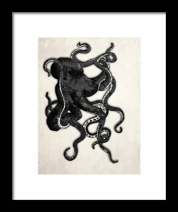 Sea Framed Print featuring the digital art Octopus by Nicklas Gustafsson