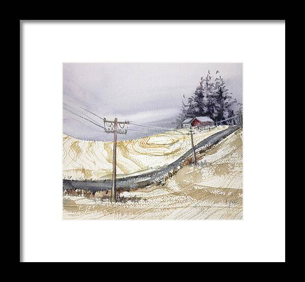 Winter Framed Print featuring the painting Odell Road by Lynne Haines