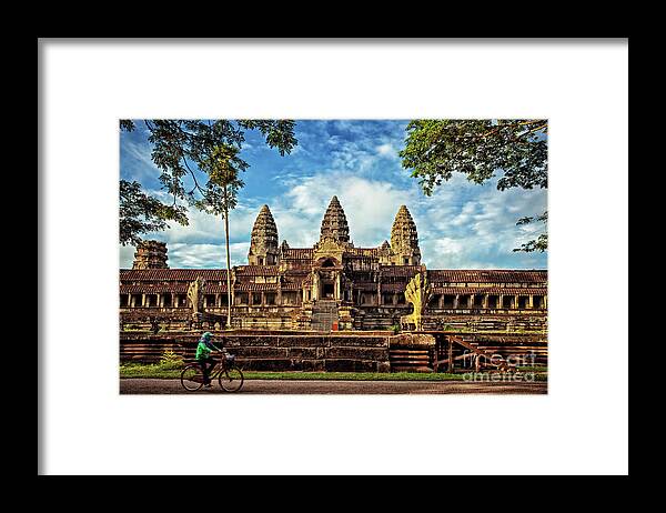 Angkor Wat Framed Print featuring the photograph Off to the Side in Angkor Wat Temple, Siem Reap Province, Cambodia by Sam Antonio
