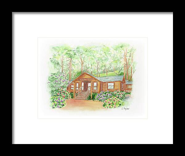 Log Cabin Framed Print featuring the painting Office in the Park by Lori Taylor