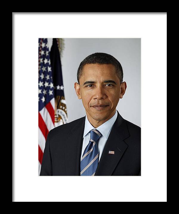 History Framed Print featuring the photograph Official Portrait Of President Barack by Everett