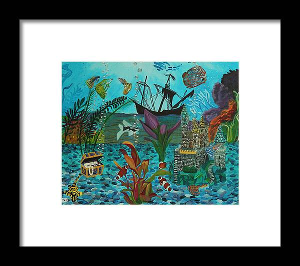 Fish Framed Print featuring the painting Oh look a Castle by David Bigelow