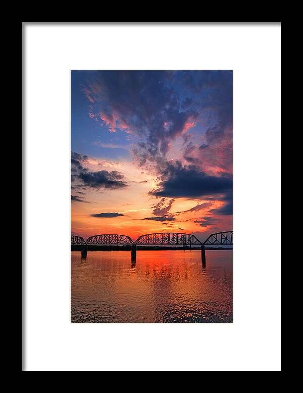 Ohio River Framed Print featuring the photograph Ohio River Sunset by Diana Powell