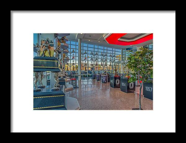 Awards Framed Print featuring the photograph Ohio State Football Bowl Game Trophy Collection by Scott McGuire