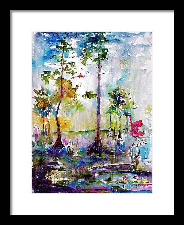 Okefenokee Framed Print featuring the painting Okefenokee Wild Free and Peaceful by Ginette Callaway