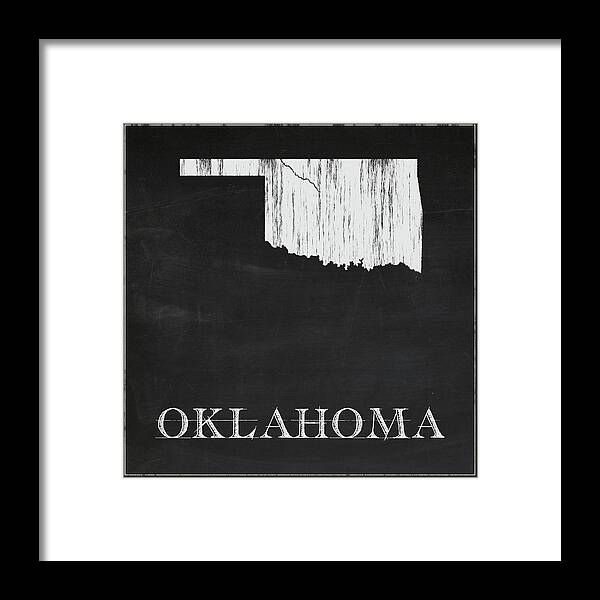 Oklahoma Framed Print featuring the digital art Oklahoma - Chalk by Finlay McNevin